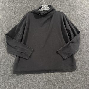 Eileen Fisher Sweater Women's Large Black Funnel Neck Long Sleeve Knit Top USA
